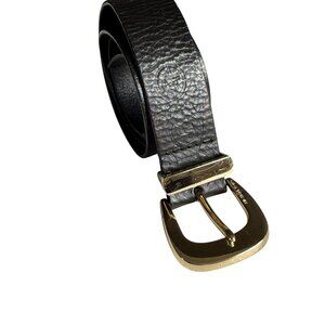 Michael Kors Genuine Leather Gold Buckle Belt Women's Medium Black Classic